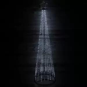 Image of 2.5m Outdoor Maypole Christmas Tree with 884 Ice White 10% Flashing LEDs