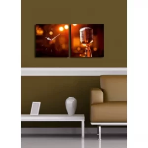 Image of 2P2828CS-9 Multicolor Decorative Canvas Wall Clock (2 Pieces)