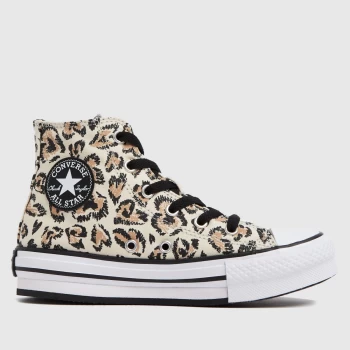 Image of Converse Beige & Brown Eva Lift Hi Leo Trainers Junior