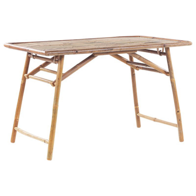 Image of Beliani Garden Dining Table Molise 120 Cm 69cm Bamboo Wood Light Brown