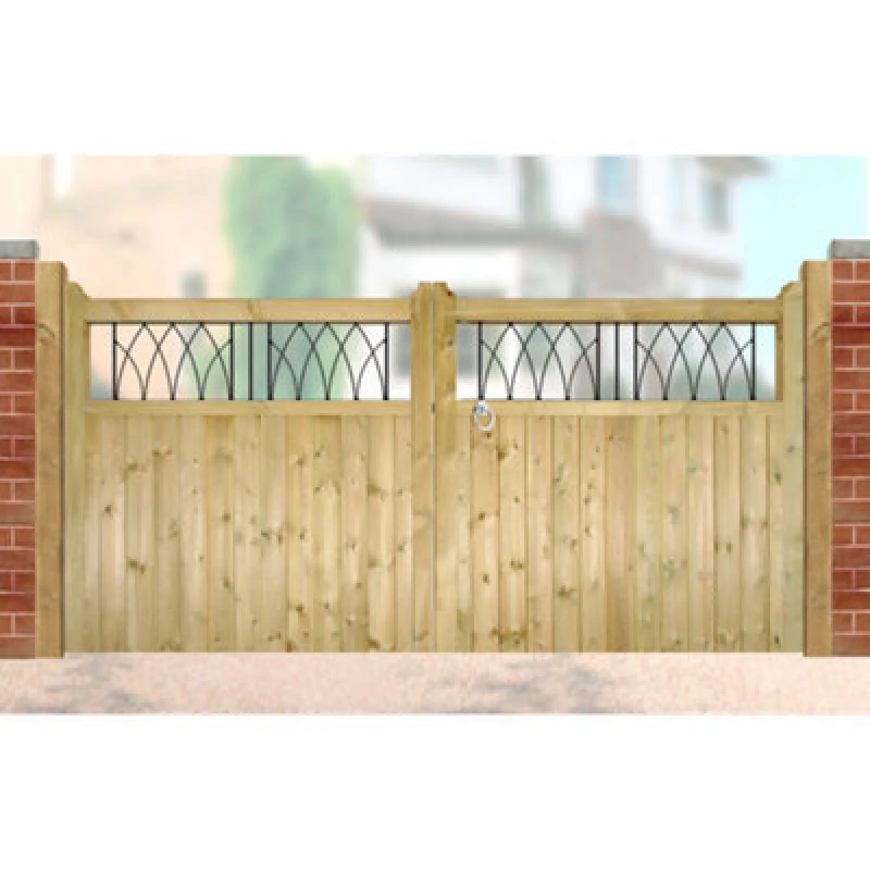 Image of Burbage Iron Craft Windso Low Wooden Driveway Gates 3300mm Wide X 1200mm High Wid33