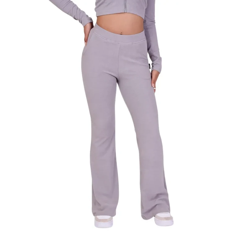 Image of Project X Paris Womens ribbed triple logo flared Trousers Project X Paris Gris Female S