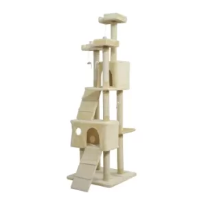 Image of PawHut Cat Activity Centre Sisal Kitten Tree Scratch Scratcher Scratching Post Toy Climbing Tree Bed Multi Level 181cm(H)