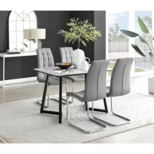 Image of Furniturebox Carson White Marble Effect Recatngular 120cm Dining Table & 4 Grey Murano Faux Leather Chairs