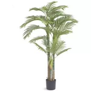 Image of VEVOR Artificial Gold Cane Palm Tree, 2m Tall Faux Plant, PE Material & Anti-Tip Tilt Protection Low-Maintenance Plant, Lifelike Green Fake Tree for