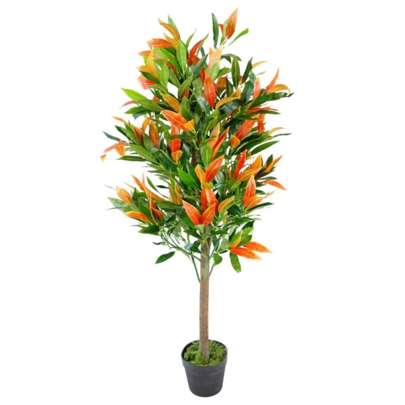 Image of Leaf 130cm Leaf Realistic Red Robin Artificial Ficus Tree Photinia Red Green Red