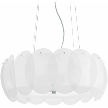 Image of Ideal Lux Lighting - Ideal Lux Ovalino - 8 Light Large Ceiling Pendant White, E27