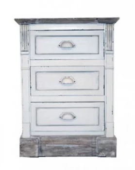Image of Charles Bentley Shabby Chic Vintage French Style 3 Drawer Bedside Table