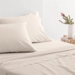 Image of Sheridan Organic 300TC Percale Flat Sheet - Sand