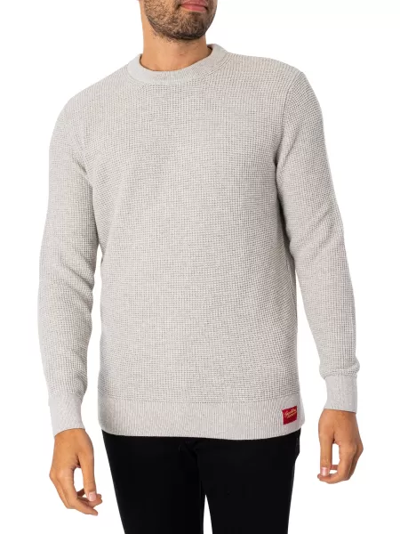 Image of Superdry Textured Crew Knit Light Grey Heather XXL