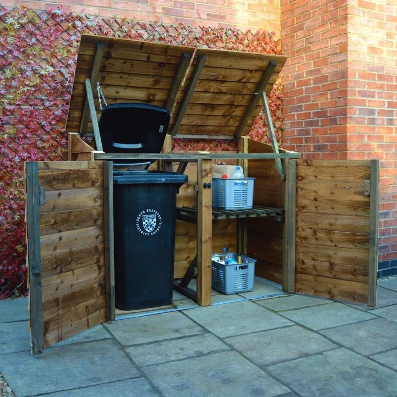 Image of Rutland County Garden Furniture Ltd Morcott Double Wheelie Combo - L79 x W168.5 x H131cm - Rustic Brown Brown Unisex