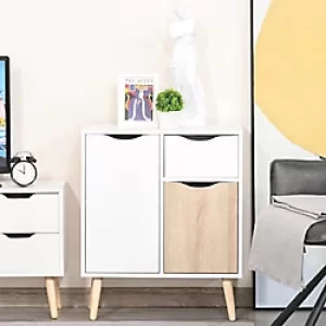 Image of Homcom Floor Cabinet Storage with Drawer Brown