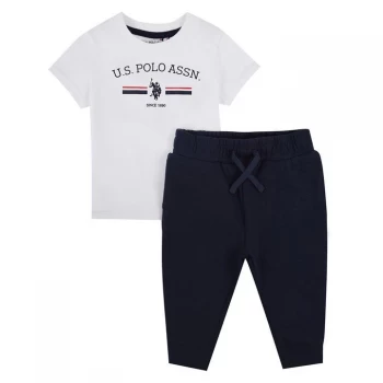 Image of US Polo Assn US Polo Association Rider T Shirt Jogger Set - Bright White