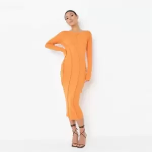 Image of Missguided Seam Crew Neck Midaxi Dress - Orange