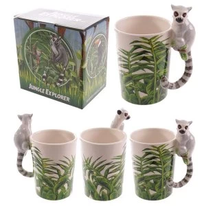 Image of Ceramic Jungle Mug with Lemur Shaped Handle