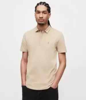 Image of AllSaints Mens Brace Polo Shirt, Pale Taupe, Size: M