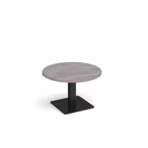 Image of Brescia circular coffee table with flat square Black base 800mm - grey oak