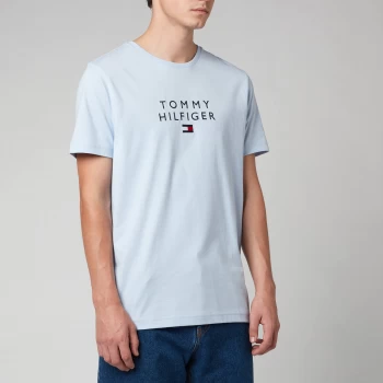 Image of Tommy Hilfiger Mens Stacked Logo T-Shirt - Breezy Blue - S