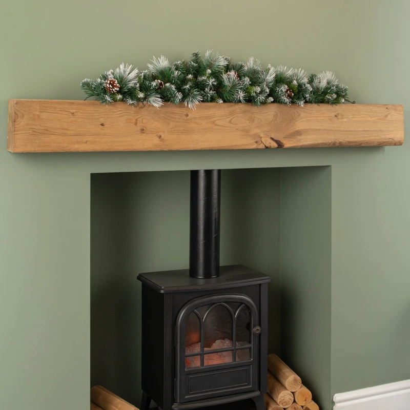 Image of 90cm (3ft) Frosted Glacier Christmas Swag with Pine Cones