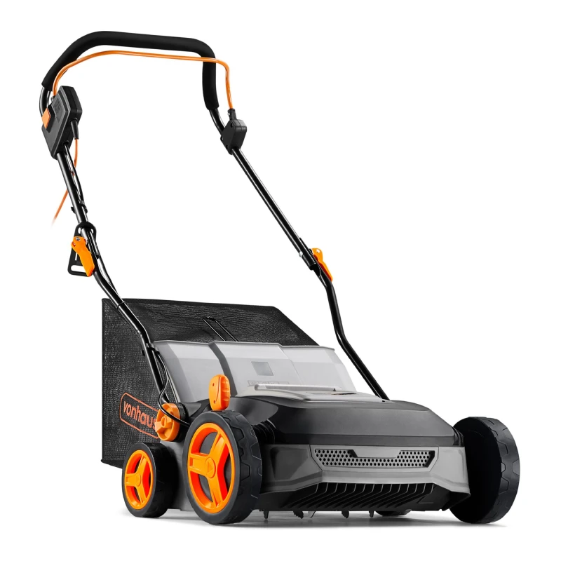 Image of Vonhaus Lawn Scarifier, Aerator & Grass Rake Electric 1600W, Dethatch/rake Grass, Aerates Soil, 45L Box, 10M Cable, 6 Heights