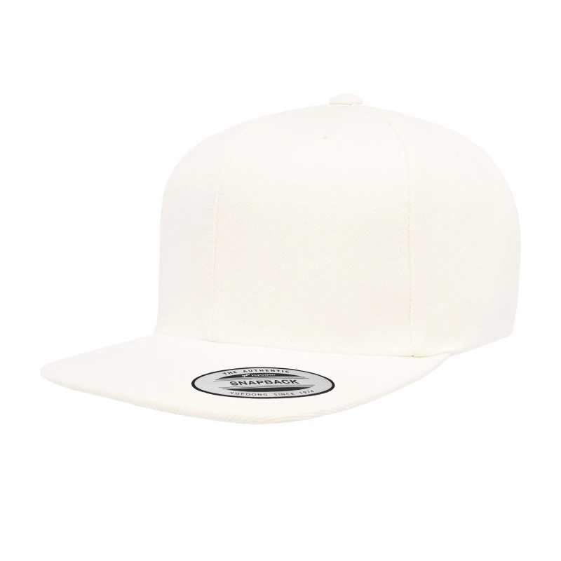 Image of Yupoong Mens Flexfit Plain Classic 5 Panel Snapback Cap in White White Male One Size
