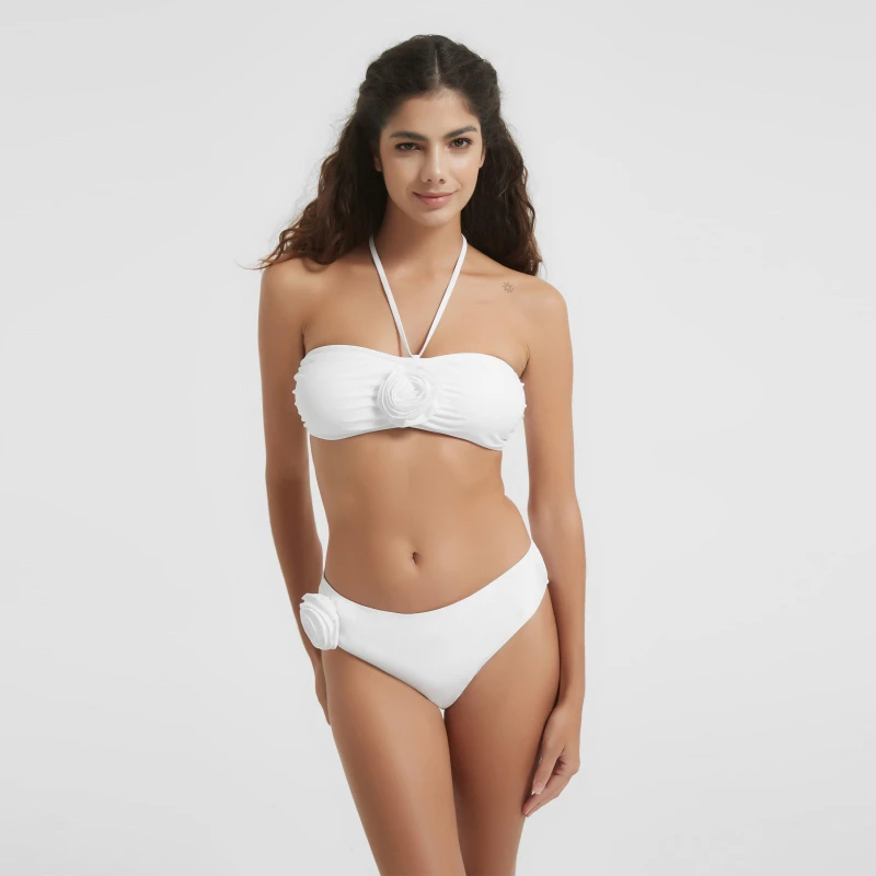 Image of Be You Corsage Bikini Bottom - White White 8
