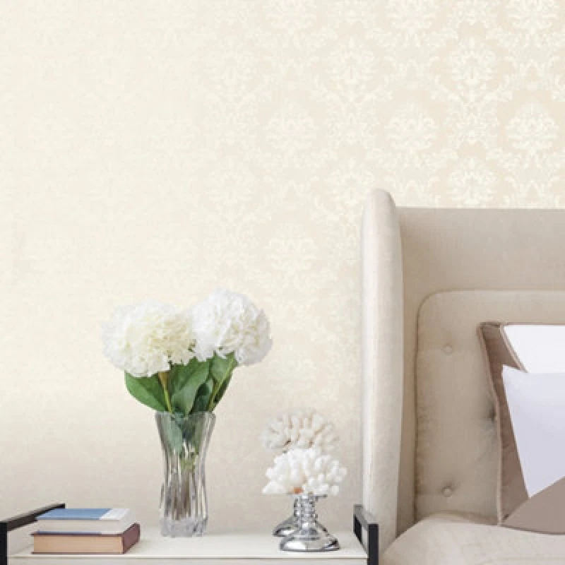 Image of Galerie Simply Silks 4 Ivory Classic Damask Embossed Wallpaper