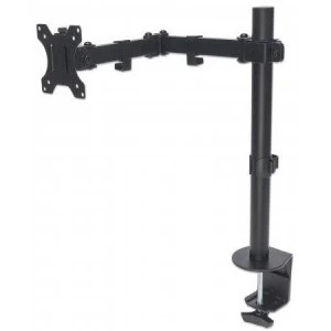 Image of Manhattan Monitor Desk Mount (clamp) 1 screen 10-27" Vesa 75x75 to 100x100mm 3 pivots (full motion) Height 0-40cm Max 8kg Black Box