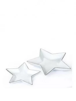 Image of Waterside Set Of 2 Silver Rim Star Serving Plates