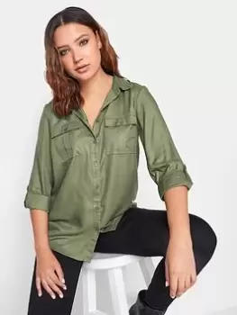 Image of Long Tall Sally Khaki Utility Shirt, Green, Size 18, Women