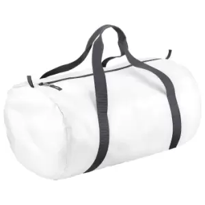 Image of BagBase Packaway Barrel Bag / Duffle Water Resistant Travel Bag (32 Litres) (Pack of 2) (One Size) (White)