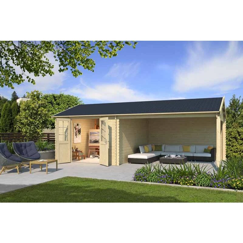 Image of Lasita Maja El Paso-Log Cabin, Wooden Garden Room, Timber Summerhouse, Home Office - L701 X W417.1 X H273.6 Cm