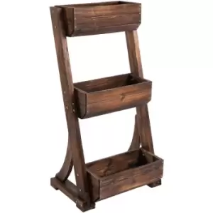 Image of 3-Tier Freestanding Plant Display Stand Garden Bed Outdoor Flower Rack - Outsunny