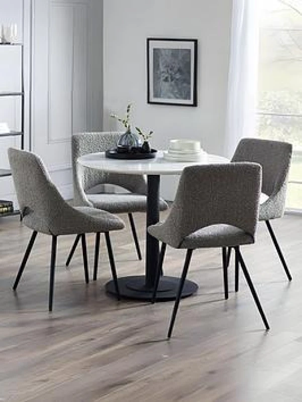 Image of Julian Bowen Luca Round Table & 4 Iris Grey Chairs Black VZ01L Unisex