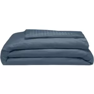 Image of Belledorm 540 Thread Count Satin Stripe Duvet Cover Set (Single) (Navy) - Navy