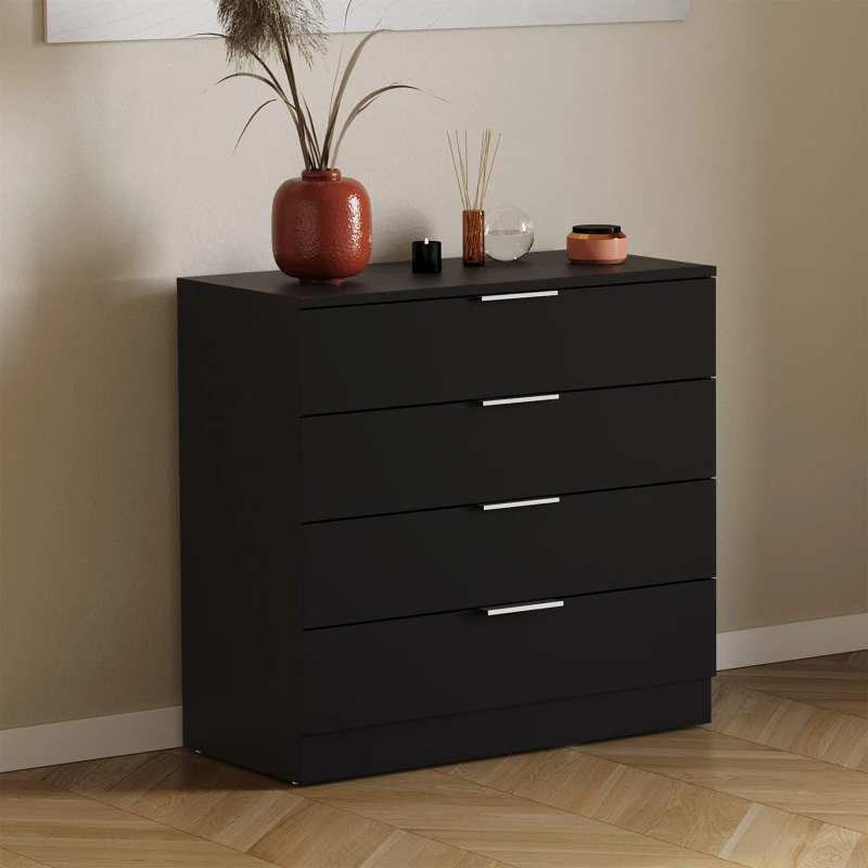 Image of Lassic Trega 4 Drawer Chest of Drawers Black unisex 4 Drawer