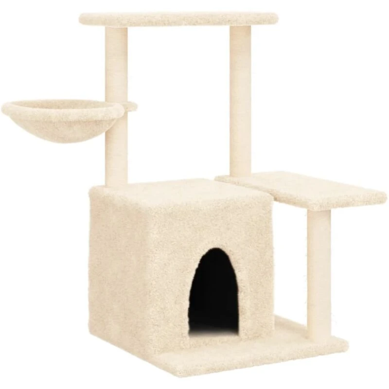 Image of vidaXL Cat Tree with Sisal Scratching Posts Cream 83 cm, Cream 172109