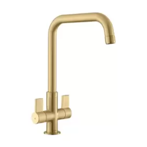 Image of Rangemaster TAQ2BB/ Aquaquad Dual Lever Monobloc Tap - Brushed Brass finish