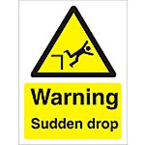 Image of Warning Sign Sudden Drop Plastic 40 x 30 cm