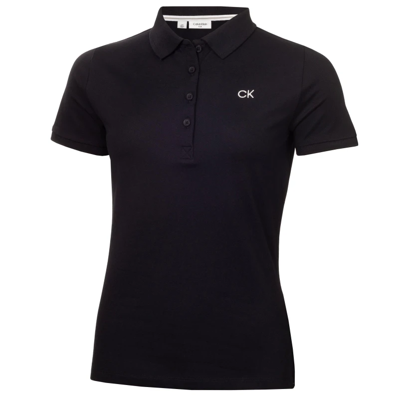 Image of Calvin Klein Golf Womens Short-Sleeve Performance Polo Shirt Navy female 8 (XS)