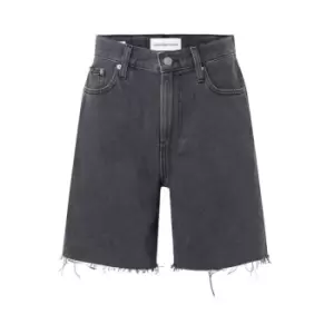 Image of Calvin Klein Jeans Denim Bermuda Mom Shorts - Black