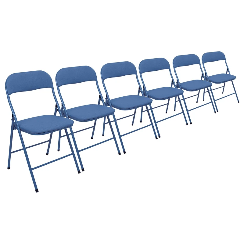 Image of Harbour Housewares Fabric Padded Metal Folding Chair - Pack of 6 in Blue Blue Unisex