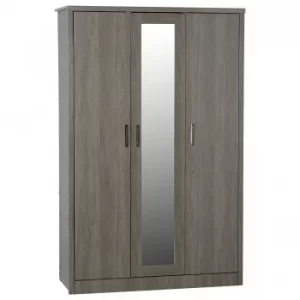 Image of Lisbon 3 Door Black Woodgrain Wardrobe