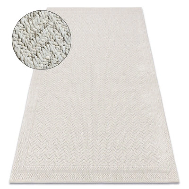 Image of RugsX Carpet Origi 3739 Cream - Frame, Herringbone Flat-Woven Sisal String 58X100 Cm