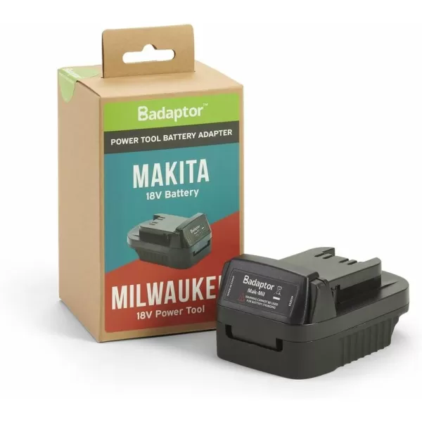 Image of Badaptor 18V battery adapter compatible with Makita batteries For use Milwaukee - Black