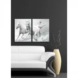 Image of 2P3040CS-103 Multicolor Decorative Canvas Wall Clock (2 Pieces)