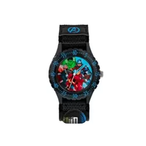 Image of Disney Marvel Avengers Black Printed Fabric Strap Watch AVG5008