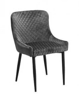 Image of Julian Bowen Pair Of Luxe Velvet Dining Chairs - Grey