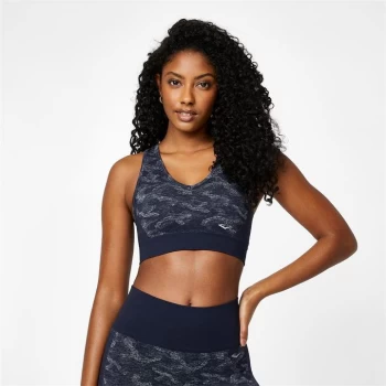 Image of Everlast Seamless Camo V Neck Sports Bra - Navy