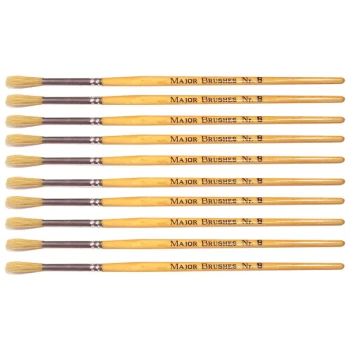 Image of Major Brushes Hog Bristle Short Hand Round Tip Size 8 - Pack of 10